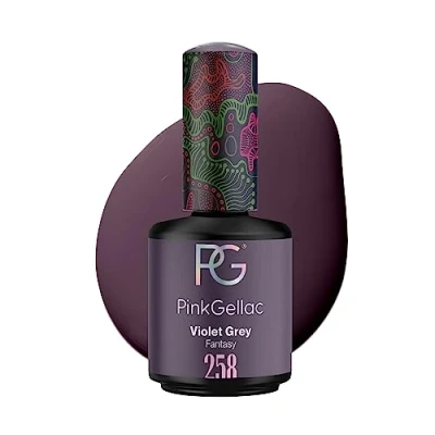 Image de Pink Gellac Vernis Semi Permanent 258 Violet Grey 15 ml à Ongles Gel Gris Pour 14+ Jours de Manucure Impeccable Facile Utiliser Enlever