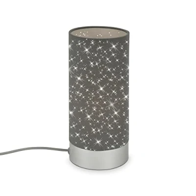 Image de BRILONER lampe de table avec décor étoilé, chevet interrupteur à fil, douille E14, en tissu, 250x110 mm (DxH), gris
