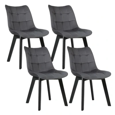 Image de EUGAD Lot de 4 Chaises Salle à Manger en Velours et Bois,Chaises Multi Usage dans la Salon/la Cuisine/la Chambre,0656BY Noir