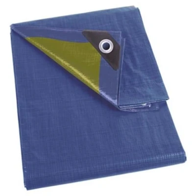 Image de Perel Bâche, bâche imperméable, bache de Protection extérieur, hivernage, très résistante, 10 œillets, Angles renforcés, rectangulaire, Bleu/Vert, 110 g/m², 2 x 3 m