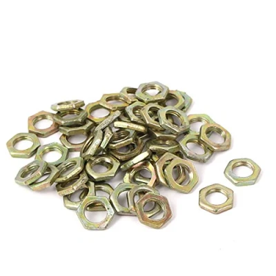 Image de sourcingmap 50pcs Écrou Fin Hexagonal M7x 0,75x 2mm en acier carbone pour vis Boulons