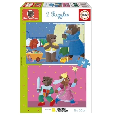 Image de Educa Ensemble de 2 Puzzles pour Enfants avec 48 pièces. Petit Ours Brun Mesure Une Fois monté: 28 x 20 cm. Composé Grandes pièces Parfaitement finies. +4 Ans (19881)