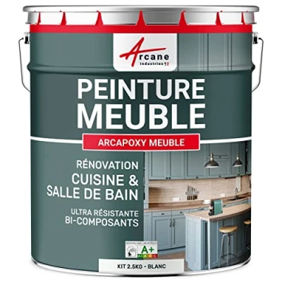 Image de Peinture MEUBLE Cuisine, Salle de Bain Résine Epoxy Bi composant ARCAPOXY 2.5 kg (jusqu&#039;à 30 m² en 2 couches) Blanc RAL 9003 ARCANE INDUSTRIES