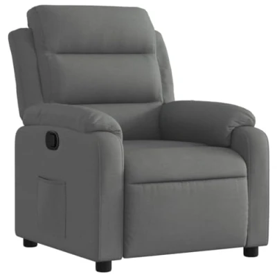 Image de vidaXL Fauteuil Inclinable, Chaise de Relaxation avec Repose Pieds, Siège Dossier et Accoudoirs Salle Séjour, Moderne, Gris Foncé Tissu