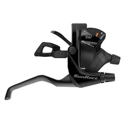 Image de SunRace Levier Manette VTT STM400 7x3V. Noir Argent pour Frein V Brake Compatible Shimano (Paire)