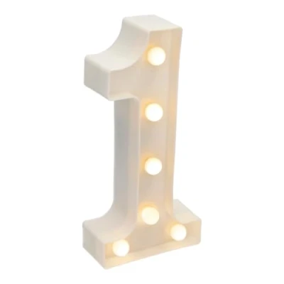 Image de JANDEI Numéros Lumineux LED, Numéro 1 avec Lumière Chaude pour Décoration et Ambiance, Veilleuses Chevet, Anniversaires, Mariages, Vitrines. Fonctionnant sur batterie