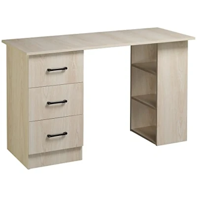 Image de HOMCOM Bureau avec Rangement, Table Informatique 120 x 50 cm, d&#039;ordinateur étagères et tiroirs, pour Petits espaces, Chambre à Coucher, Noir