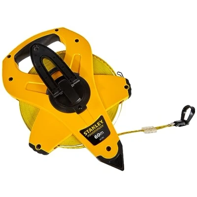 Image de Stanley 2 34 775 Mesure 60 M X 12,7 Mm Ruban En Fibre De Verre Powerwinder Revêtement Transparent Palette Rabattable Boitier Abs Antichocs Poignée Bi matière Trou D&#039;Accrochage