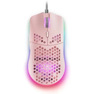 Image de Mars Gaming MMAX Rose, Souris Ultralight 69g, RGB 12400 DPI, Câble Flex, Soft