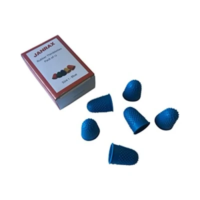Image de Lot de 12 Bleu N 1 en caoutchouc doigtiers Medium Dé à Coudre doigt Cônes