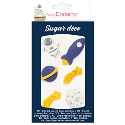 Image de ScrapCooking Décosucres Espace Décorations pour Pâtisseries, Desserts, Gâteaux, Biscuits, Cupcakes, Anniversaires Vaisseau Spatial Astronaute Étoile Cake Design 6985