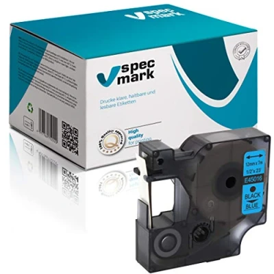 Image de specmark Ruban Compatible avec DYMO D1 45016 S0720500 12 mm x 7 m Noir sur bleu LM Label Manager LP Point LW Writer DUO