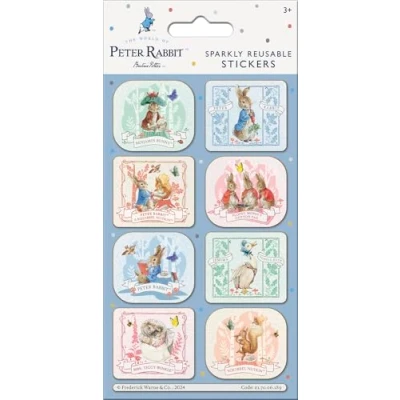 Image de Portraits de Peter Rabbit Autocollants réutilisables scintillants Produit sous licence officielle Réutilisable sur surfaces non poreuses, bleu