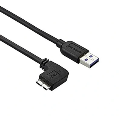 Image de StarTech.com Câble Micro USB 3.0 slim Cordon A vers B à angle gauche de 1 m 3.1 Gen (5 Gb/s) M/M (USB3AU1MLS)
