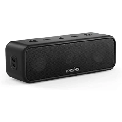 Image de Soundcore 3 Enceinte Bluetooth Son stéréo, Drivers de diaphragme Pur Titane, Technologie PartyCast, BassUp, autonomie 24 h, étanchéité IPX7, appli pour égaliseurs personnalisés, utilisable à Domicile