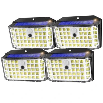 Image de Haokiang Lampe Solaire Exterieur Jardin Detecteur De Mouvement 176LED4 Unité IP65 Capteur 2703 Modes Extérieur Lumière Extérieure Lumiere Spot