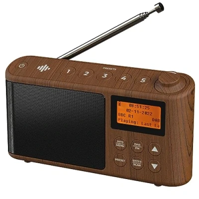 Image de i box Radio Dab/Dab+ &amp; FM, Alimentation Secteur et Batterie, Poste Numérique Dab Portable avec Chargement USB pour 15 Heures de Lecture (Effet Bois)