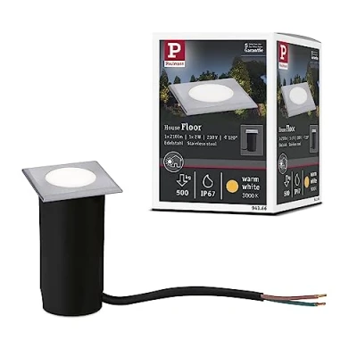 Image de Paulmann 94366 luminaire LED encastré Sol IP65 carré INCL. 1x2W brossé Lampe extérieur Acier Inoxydable, Plastique 3000K, 2 W