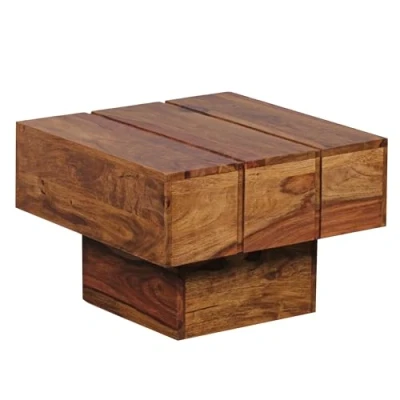 Image de FineBuy Table d&#039;appoint Bois Massif Sheesham 44 x 30 cm Basse Salon Bout de canapé est téléphone en carré