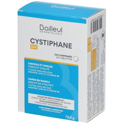 Image de Bailleul Cystiphane Fort Complément alimentaire cheveux &amp; Ongles Force Vitalité Résistance du cheveu Chute de réactionnelle Cystine Vitamine B6 120 comprimés