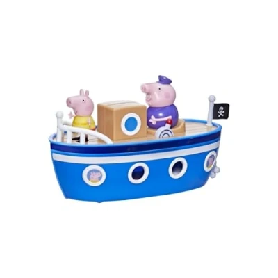 Image de Peppa Pig Grandpa Pig’s Cabin Boat Preschool Toy: 1 Figure, Removable Deck, Rolling Wheels, for Ages 3 and Up