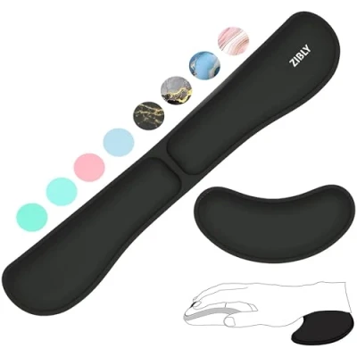 Image de ZIBLY Ensemble repose poignet pour clavier et souris Coussin ergonomique antidérapant Saisie facile, soulagement de la douleur Mousse à mémoire forme en gel soyeux qualité