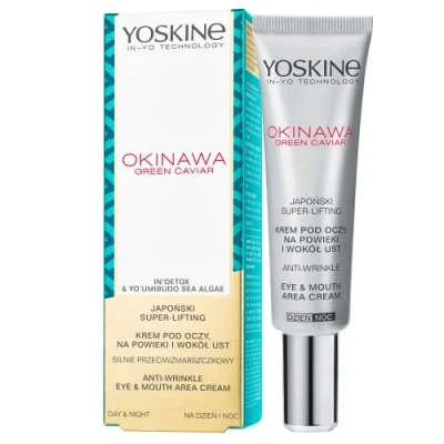 Image de Yoskine Okinawa Green Caviar Crème anti rides contour des yeux et de la bouche, Réduit les cernes sous yeux, Lisse régénère peaux délicates, Soin visage âge