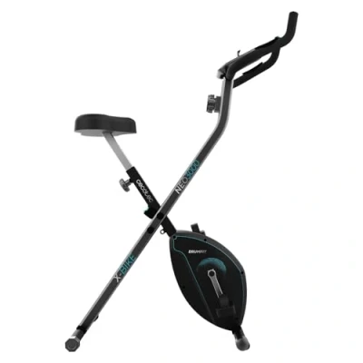 Image de Cecotec Vélo d&#039;appartement pliable avec volant d&#039;inertie de 3 kg Drumfit X Bike 3000 Neo écran LCD, résistance magnétique variable, selle confort et poignées, support pour tablette roues