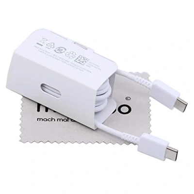 Image de Câble de charge pour Samsung EP DN980BWE Galaxy Z Flip 4, Fold Xcover 6 Pro, Flip3 5G, Fold3 S21 FE, M13, A13 4G, A23 5G 1m 25W blanc avec mungoo chiffon nettoyage d&#039;écran