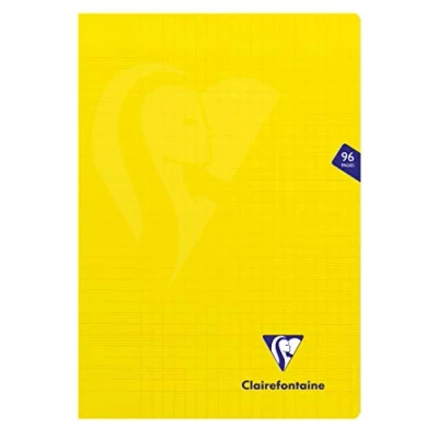 Image de Clairefontaine 343161C Un Cahier Agrafé Mimesys Jaune A4 21x29,7 cm 96 Pages Grands Carreaux Papier Blanc 90 g Couverture Polypro