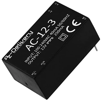 Image de AZDelivery 220 V 12 Mini Adaptateur d&#039;alimentation Compatible avec Arduino et Raspberry Pi incluant Un E Book!