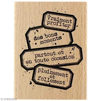 Image de Florilèges Design FE217035 Tampon Bois Vraiment Profiter Couleur 8 x 6 2.5 cm