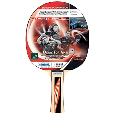 Image de Donic Schildkröt Raquette de Tennis Table Top Team 600, Poignée AVS, Éponge 1,7 mm, Revêtement 2 Étoiles ITTF, 733236