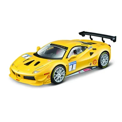 Image de Bburago Ferrari Racing 488 Challenge Reproduction de Voiture Miniature à échelle 1/43 Jaune Jouet pour Enfant Collectionner idéale partir 3 Ans 18 36306