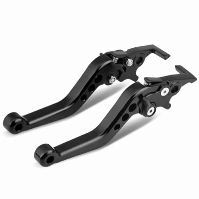 Image de Keenso 2pcs Levier d&#039;embrayage et de Frein, Leviers Poignée Frein Double Disque CNC Réglable Pliable(Black)