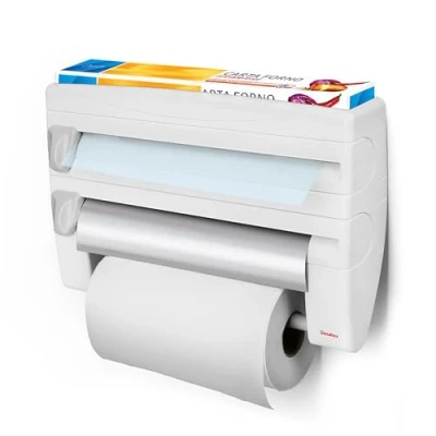 Image de Metaltex 254410 Distributeur d&#039;essuie tout Roll n 4 en 1, blanc, 39 x 10 25 cm.