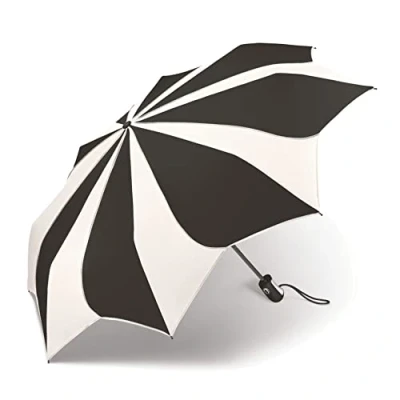 Image de Pierre Cardin Parapluie de poche automatique Motif tournesol noir et blanc Édition blanc, noir/blanc