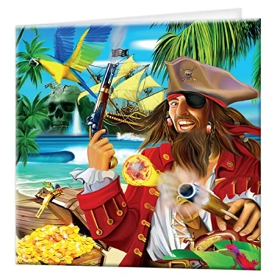 Image de Carte de voeux 3D LiveLife L&#039;île aux pirates Deluxebase. lenticulaire pirate colorée pour toute occasion et tout âge, anniversaire. original sous licence l&#039;artiste, Michael Searle