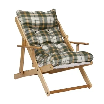 Image de LIBEROSHOPPING.eu LA TUA CASA IN UN CLIK Fauteuil Chaise Longue Relax inclinable 3 Positions en Bois Pliant (Vert écossais)