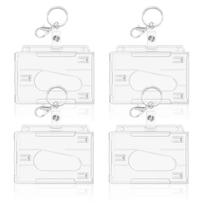 Image de Porte Badge 4 Pcs Badges Plastique Transparentese, Pour Cartes Proximité, de Crédit, Nominatives et d&#039;Identité，Porte Carte Bus (Horizontal Pcs)