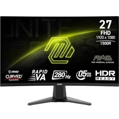 Image de MSI MAG 276CXFDE, Gaming Monitor (68.6 cm (27 Zoll), schwarz, FullHD, Rapid VA, Curved, HDMI, DP, 280Hz Panel) [Energieklasse E] (9S6 3CE01M 015)
