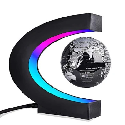 Image de Globe Terrestre Lumineux Flottant,Globe Levitation ​Magnétique,Globe Interactif avec Lumières LED pour Education/Enseignement Démo/Cadeau Creative et Festive/Décoration de Bureau