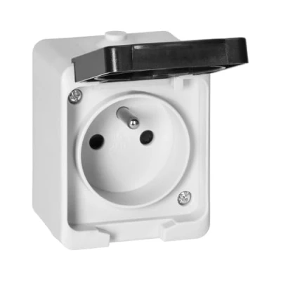 Image de MIRATIC Prise Electrique Murale Simple ou Double Exterieure Etanche avec/sans interrupteur Va et Vient en Saillie Multiprise Exterieur (prise standard)