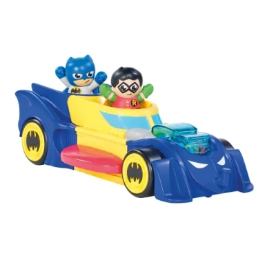Image de Toomies DC Comics Batman E73262 3 en 1 transforme Mini Batmobile et Jet Bruits au roulement Propulsion grâce à Un mécanisme Friction À partir de 12 Mois, Multicolore
