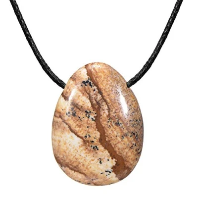 Image de Morella Femme Collier 80 cm avec Goutte Pendentif Pierre Précieuse Jaspe Photo dans Petit Sac