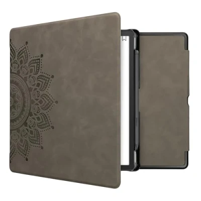 Image de kwmobileÉtui Compatible avec Amazon Kindle Scribe Coque Étui à Rabat magnétique tabletteeReader Similicuir Gris
