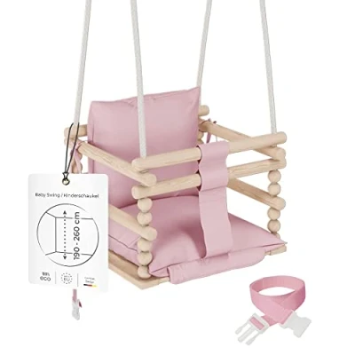 Image de MAMOI® Balancoire Bebe pour Interieur, Siege balançoire bébé, Balancelle de Coton en Bois Naturel, Baby Swing Enfant à partir 3 1