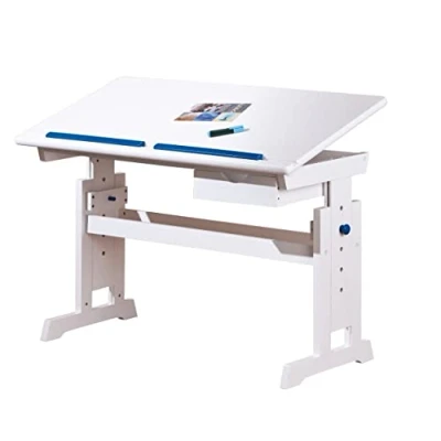 Image de Inter Link Bureau réglable en hauteur enfant élève Inclinaison Support livre Bois massif laqué blanc Applications rose et bleu Baru