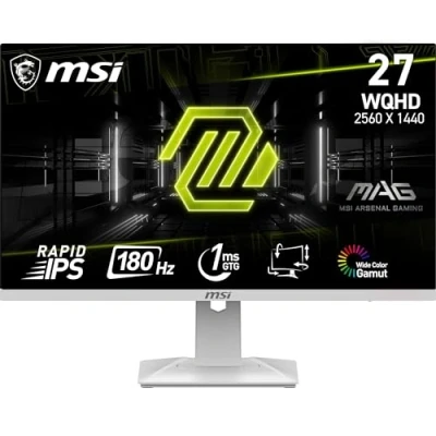 Image de MSI MAG 274QRFW écran gaming 27 pouces WQHD Dalle Rapid IPS 2560 x 1440, 180 Hz / 1ms GtG, gamme de couleurs sRGB 123%, design sans bordure, DisplayHDR 400 DisplayPort 1.4a, HDMI 2.0b