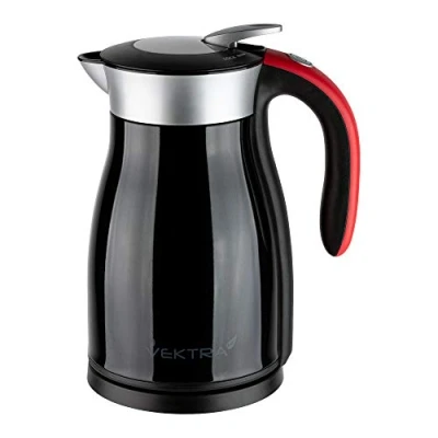 Image de Vektra Series 1 bouilloire électrique isotherme à double paroi en acier inoxydable 1.7L, noir, sans bpa, prise EU
